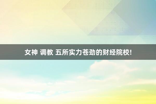女神 调教 五所实力苍劲的财经院校!