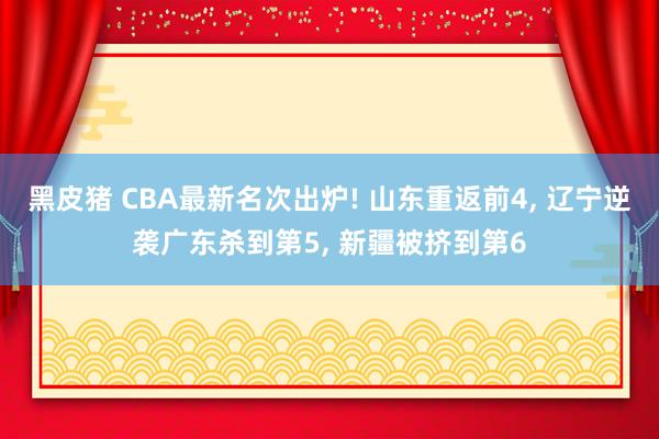 黑皮猪 CBA最新名次出炉! 山东重返前4， 辽宁逆袭广东杀到第5， 新疆被挤到第6
