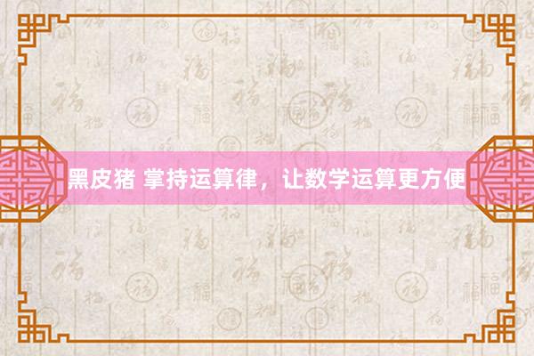 黑皮猪 掌持运算律，让数学运算更方便