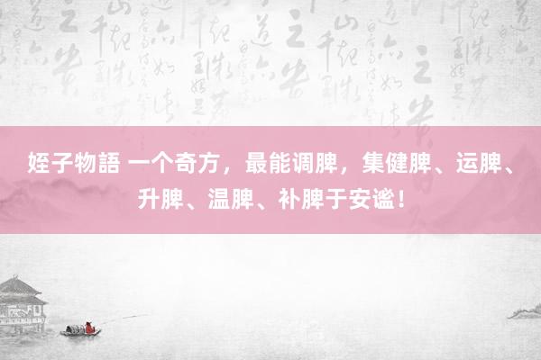 姪子物語 一个奇方,最能调脾,集健脾、运脾、升脾、温脾、补脾于安谧!